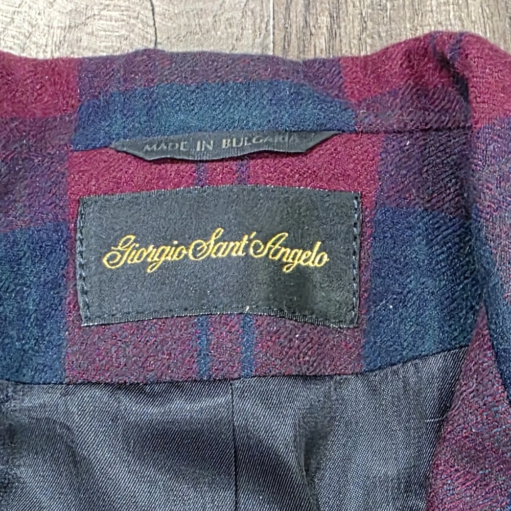 Vintage Giorgio Sant’Angelo Plaid 100% Wool Double Breasted Blazer Old Money. 10 - Picture 2 of 11